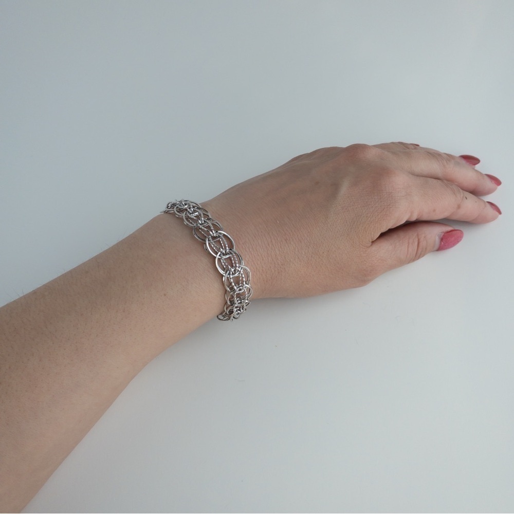Forstner Vintage Sterling Silver Charm Bracelet Mesh Twisted Weave Chain 7.5in - Picture 14 of 16